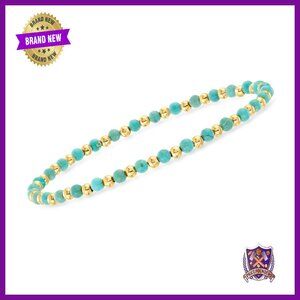 7 Inch Gold Bead Stretch Bracelet with Gemstones